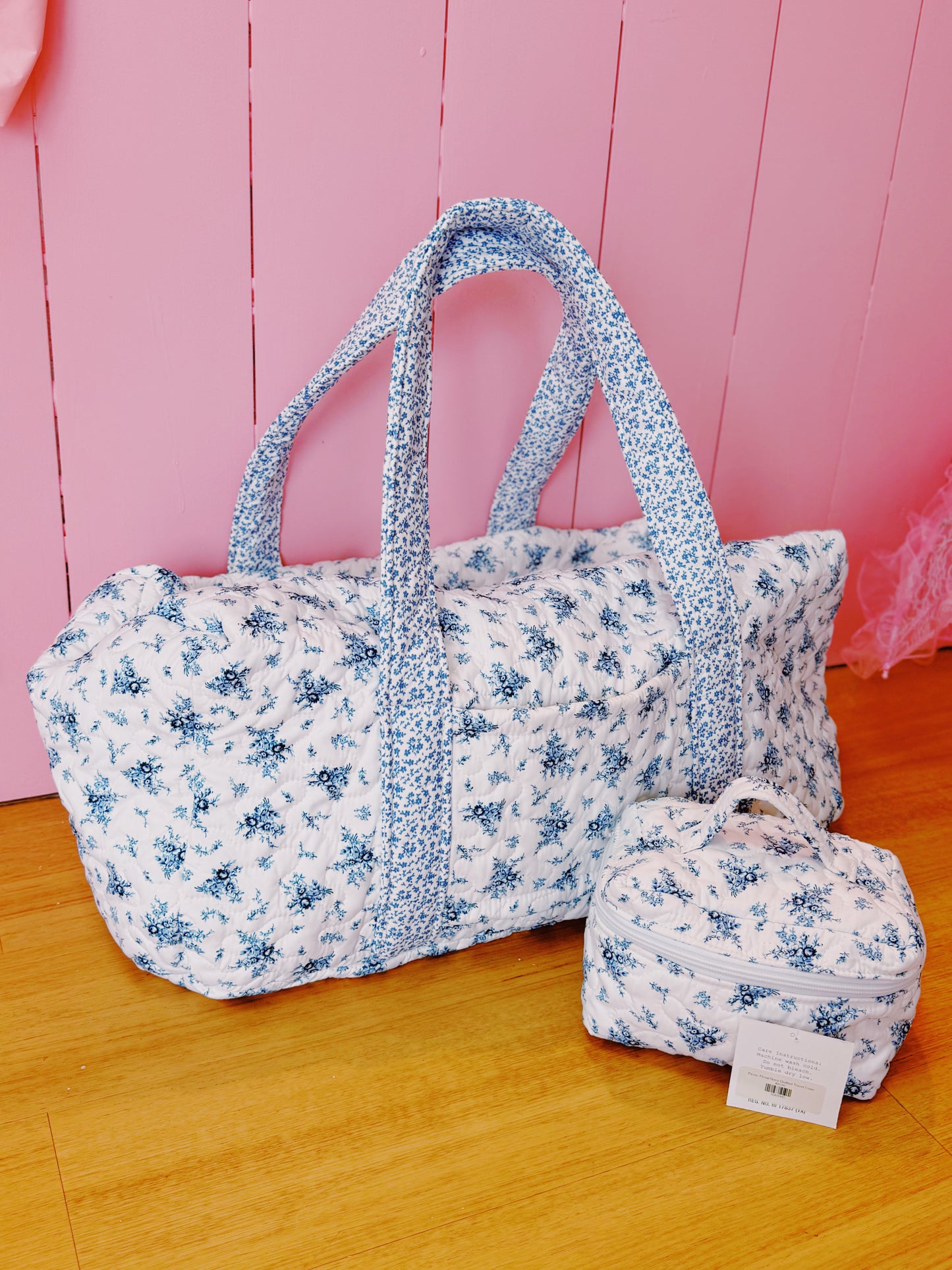Picnic Floral Navy Quilted Duffle Bag