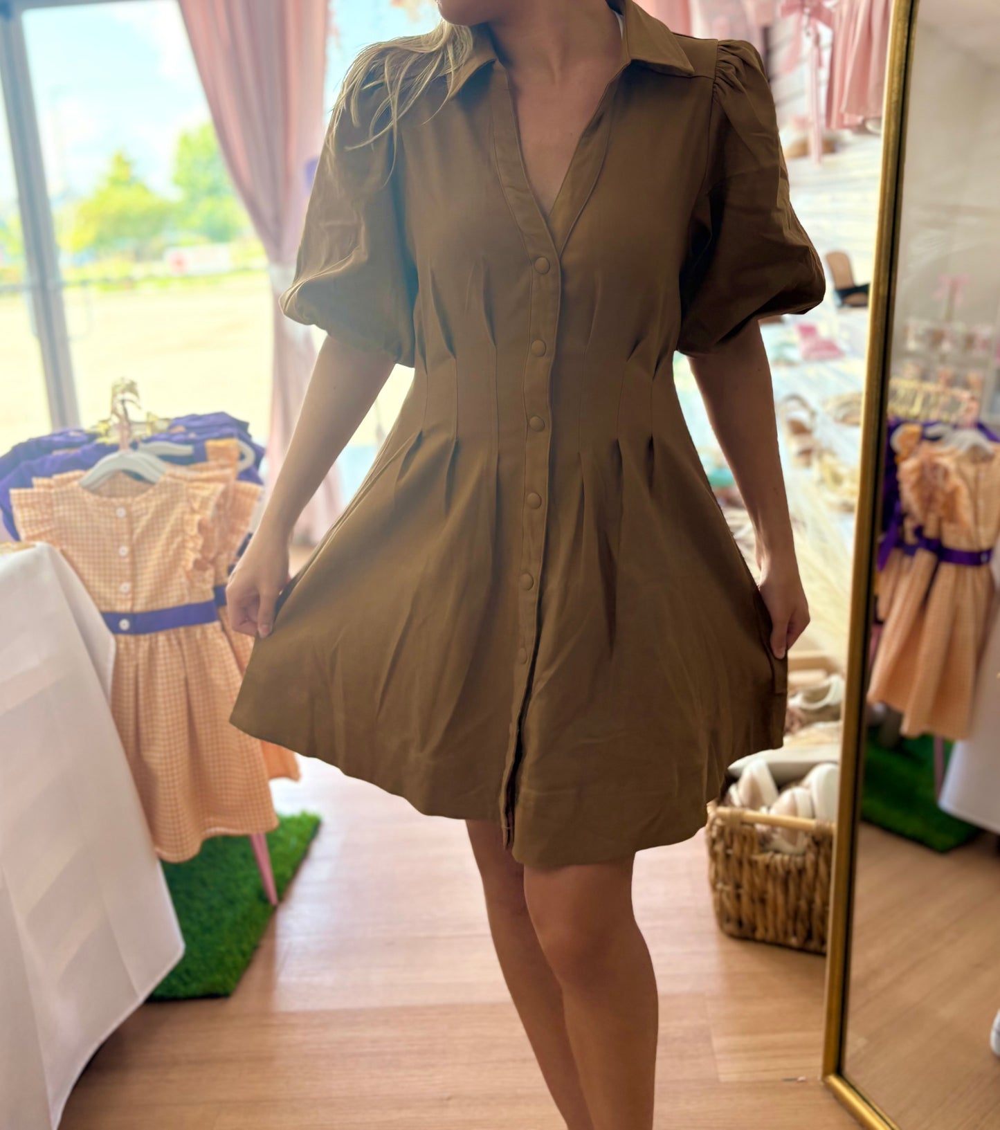 Pleated & Sinched Dress