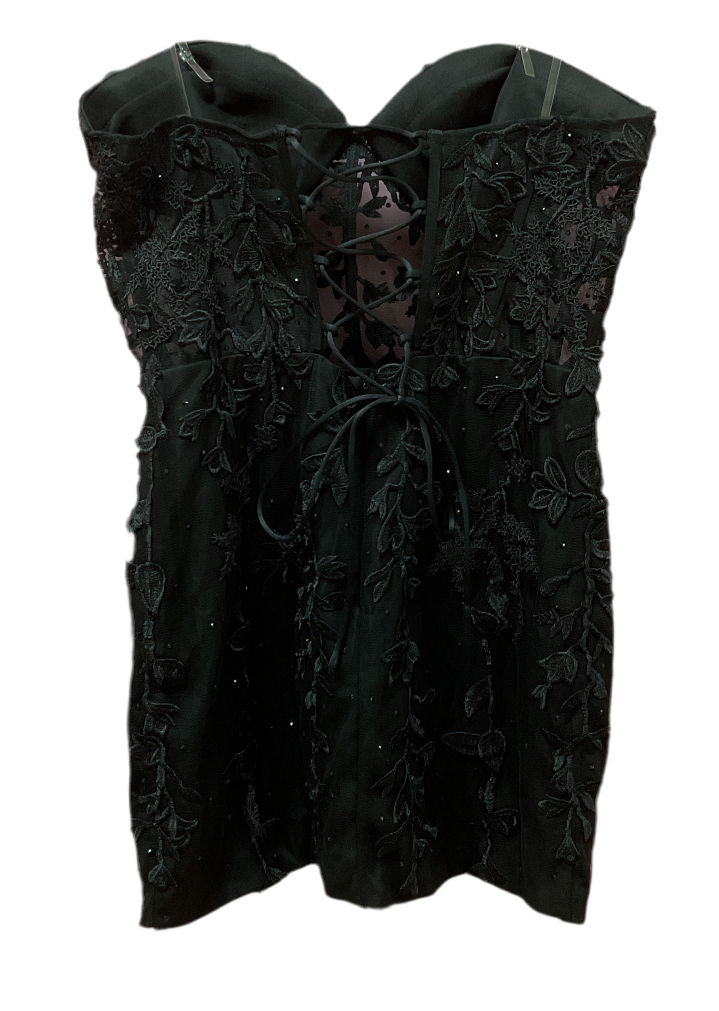 Black Sheer Strapless Stacees Hoco Dress