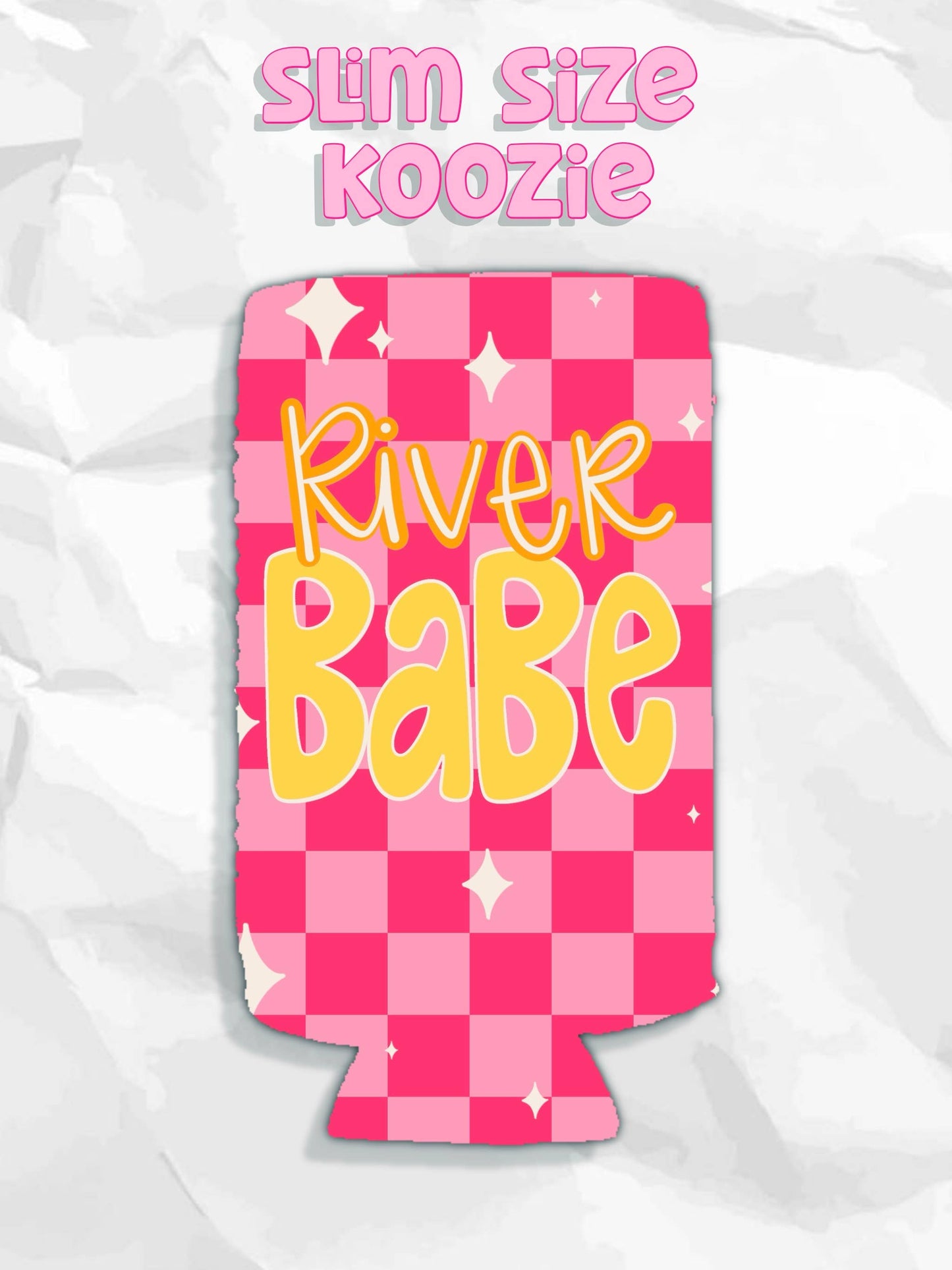 River babe summer checkered print koozies