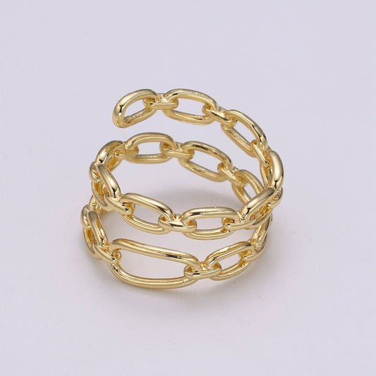 14k Gold Filled Chain Ring, Gold Stacking Ring Chain