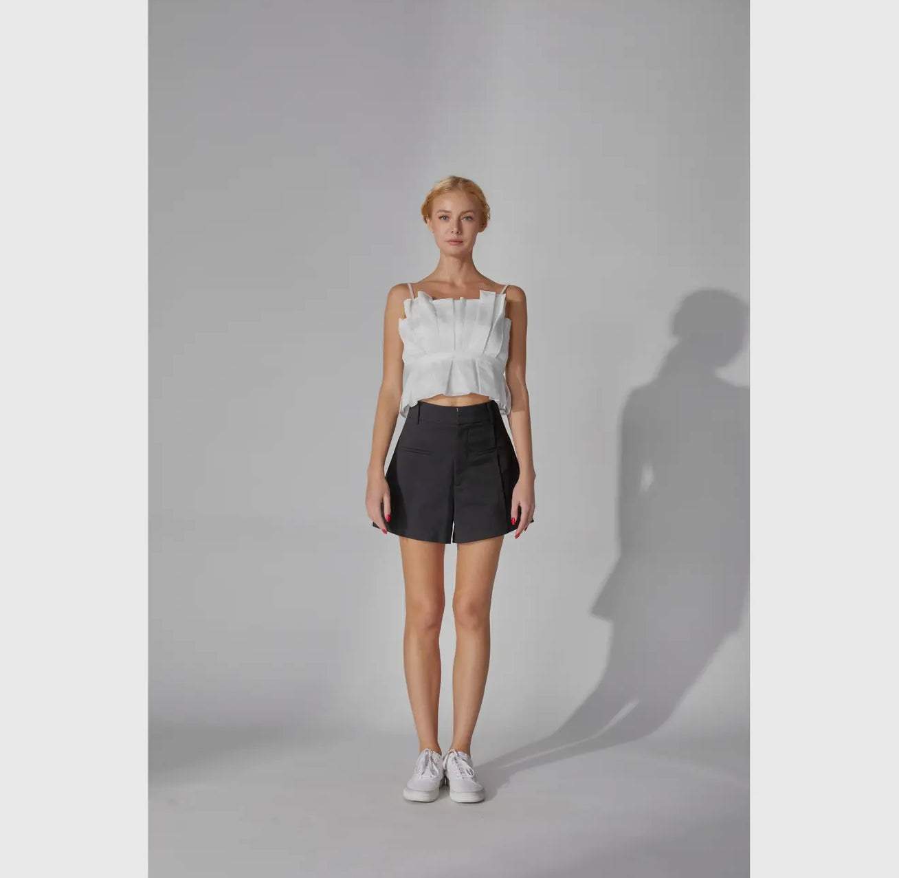 Black High Waisted Shorts with Belt Loop