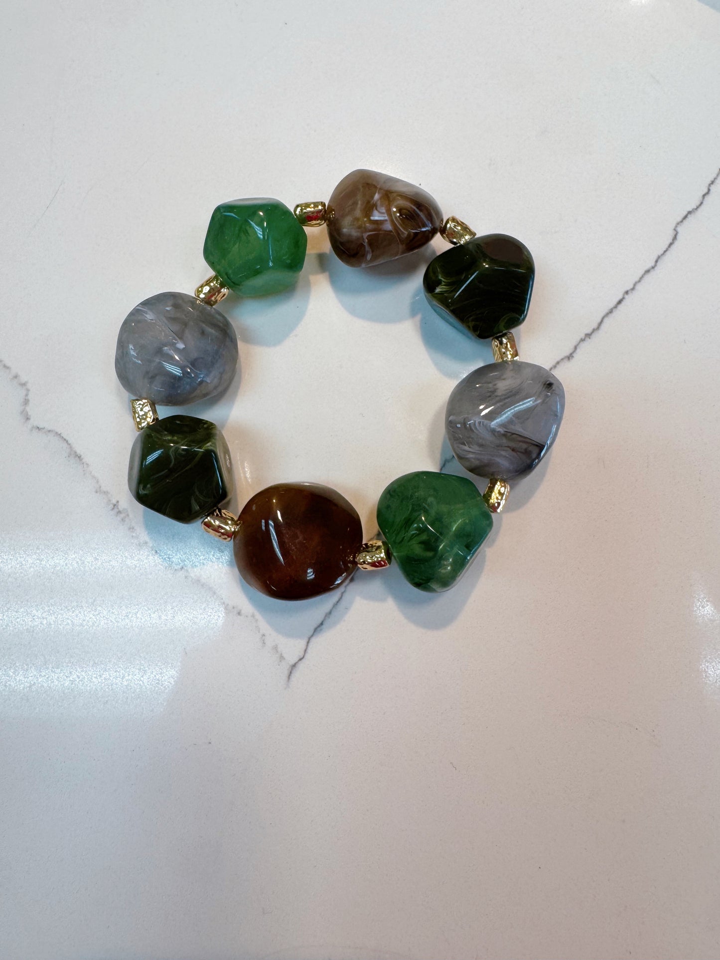 Mixed Stone Beaded Stretch Bracelet