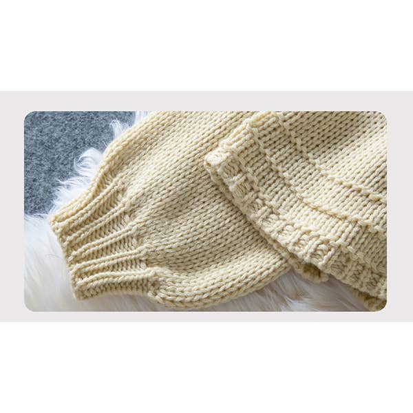 Chunky Knit V-Neck Lantern Sleeve Cardigan