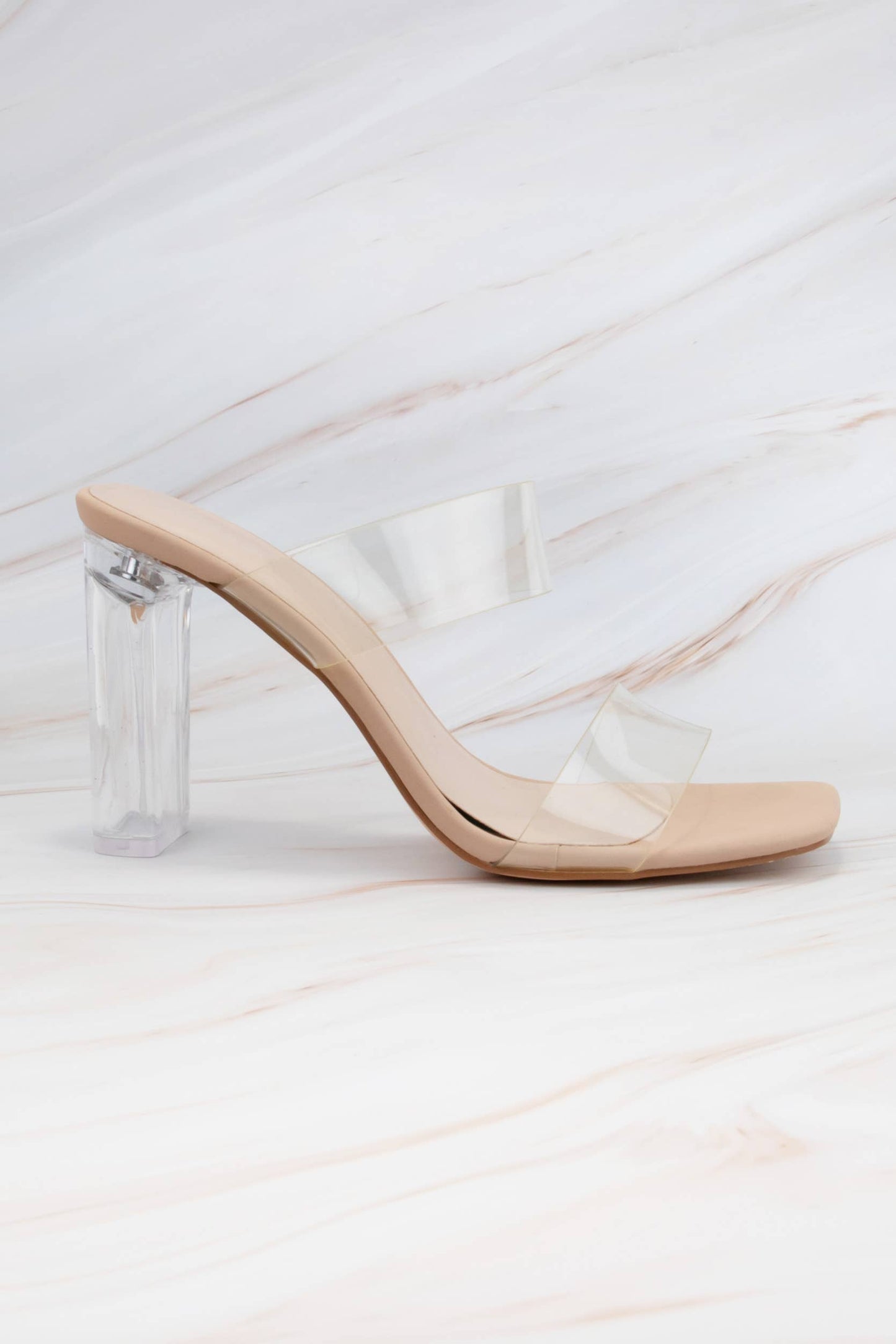 CLEAR DOUBLE STRAP TRANSPARENT HEELED SANDAL
