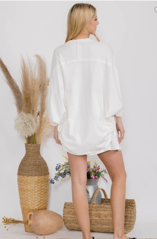 White Oversized Half Sleeve Top