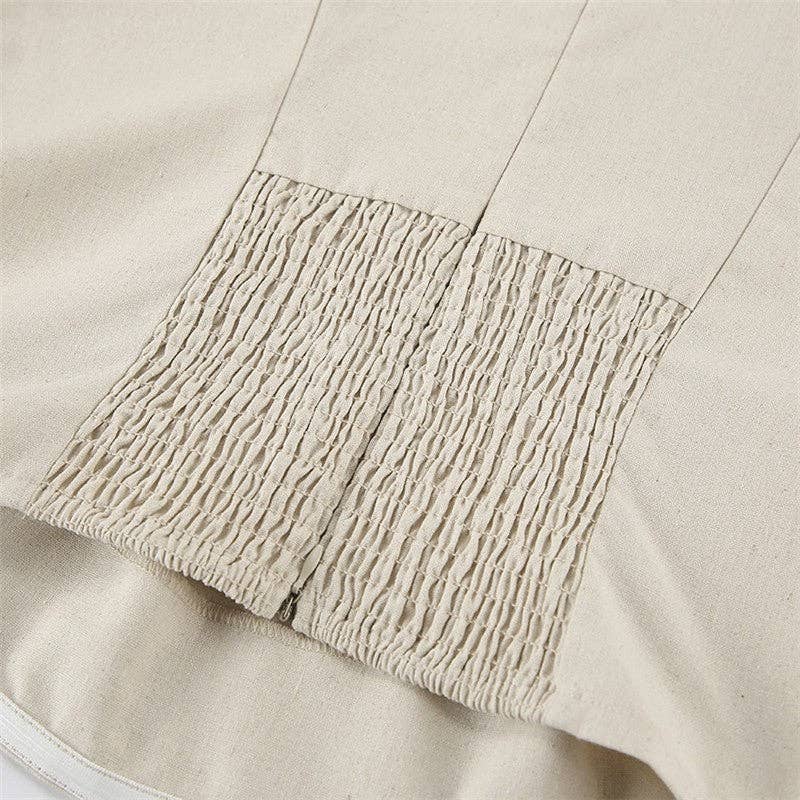 Khaki Casual Strapless Backless Maxi Dress