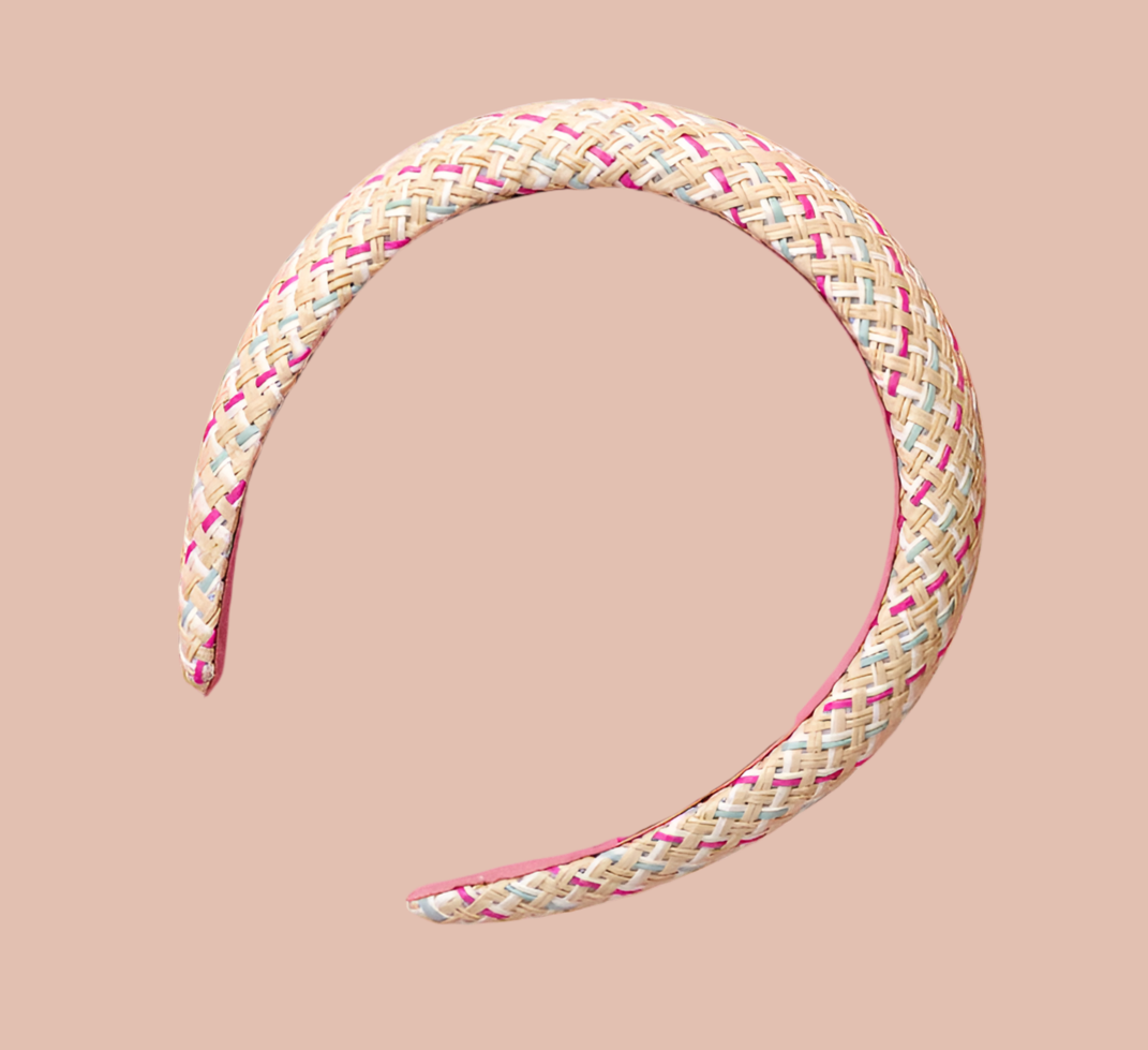 Lilly Pink & Blue Rattan Headband