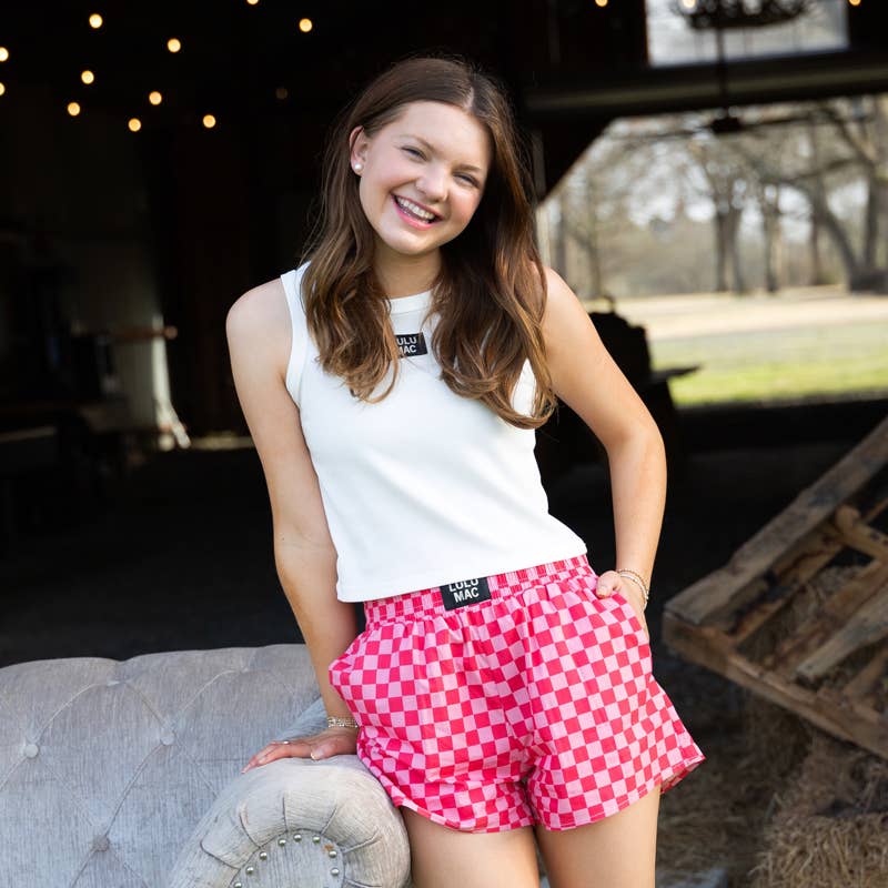BXCK-PINK PINK CHECKERED BOXER SHORT