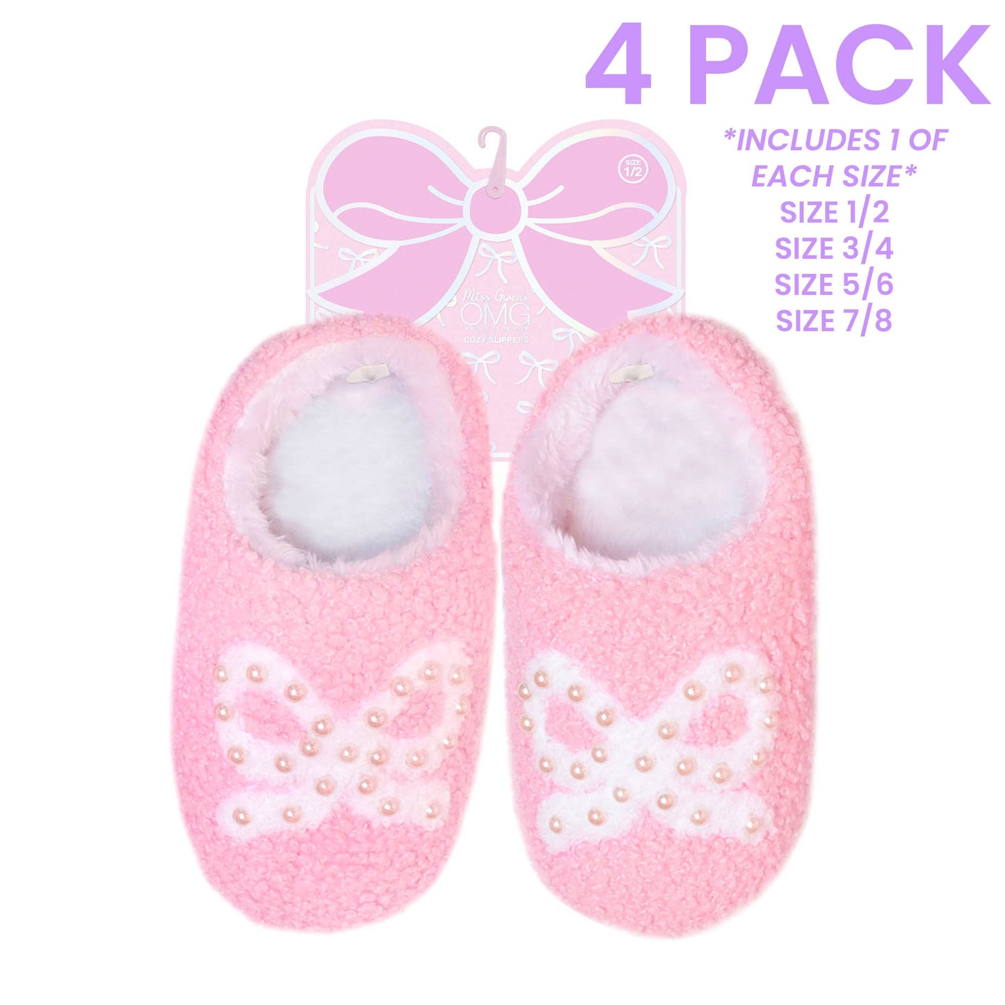 Pink Pearl Bow Slippers