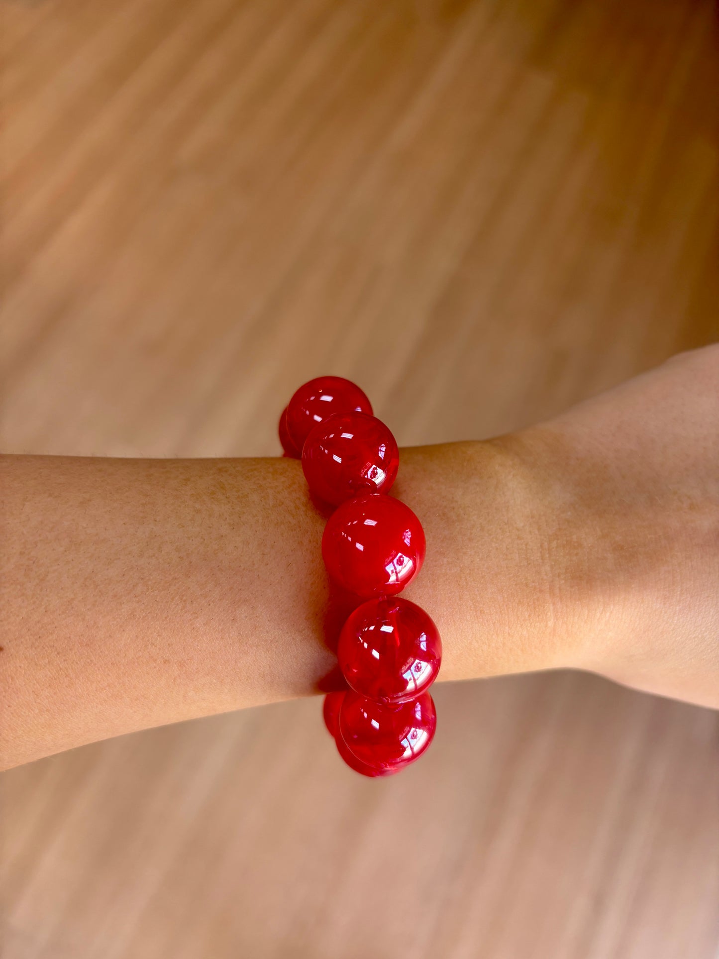 Red Chunky Bubble Bead Stretch Bracelet