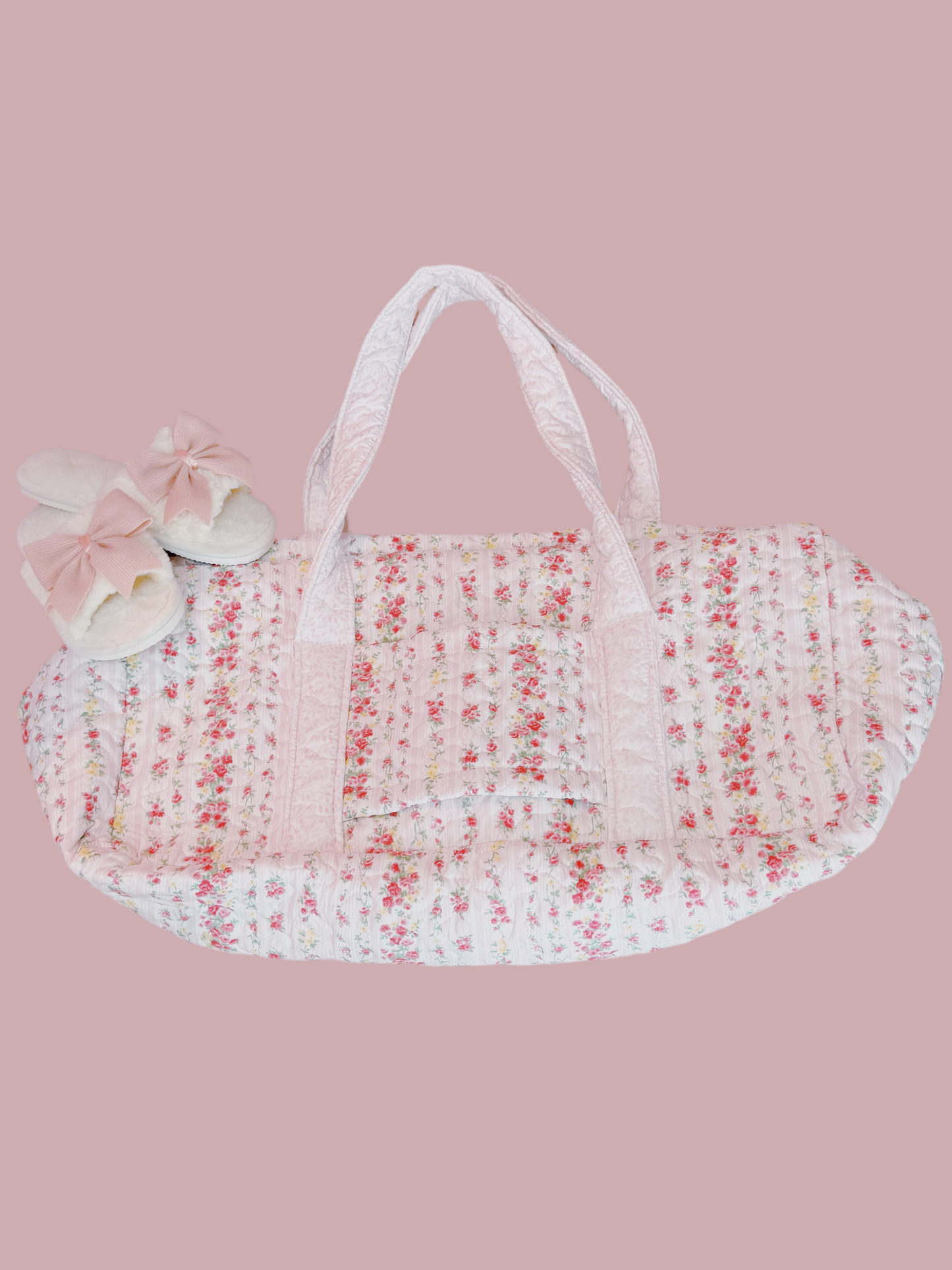 Wilshire Stripe Pink Quilted Duffle Bag