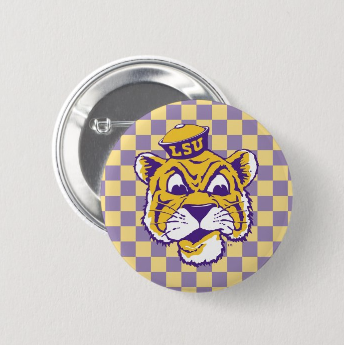 Checkered LSU Tiger Buttons