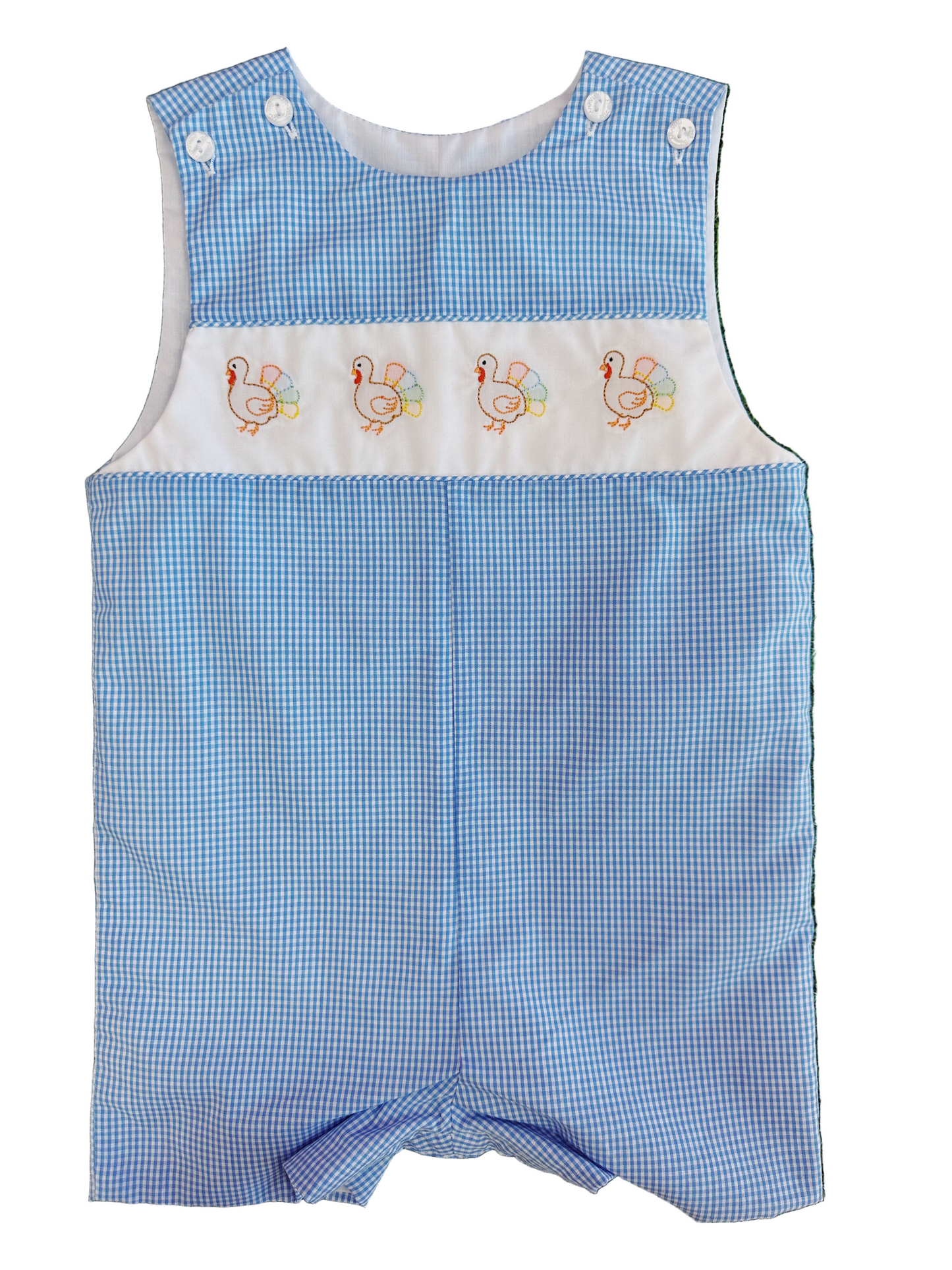 Light Blue Gingham Boys Short Jon Jon