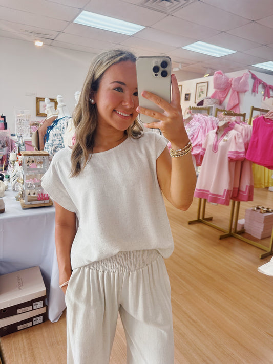 Linen Crew Neck Top