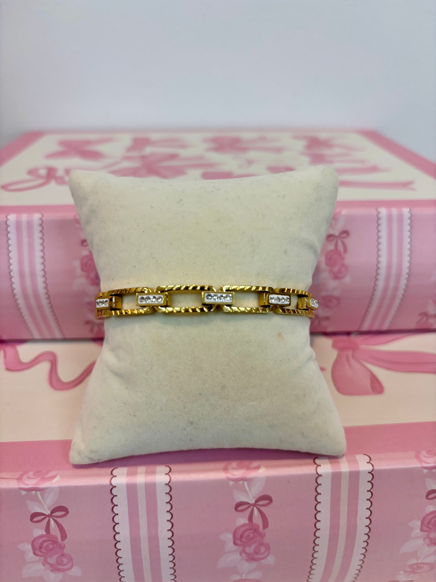 Gold Chain Link Crystal Bracelet