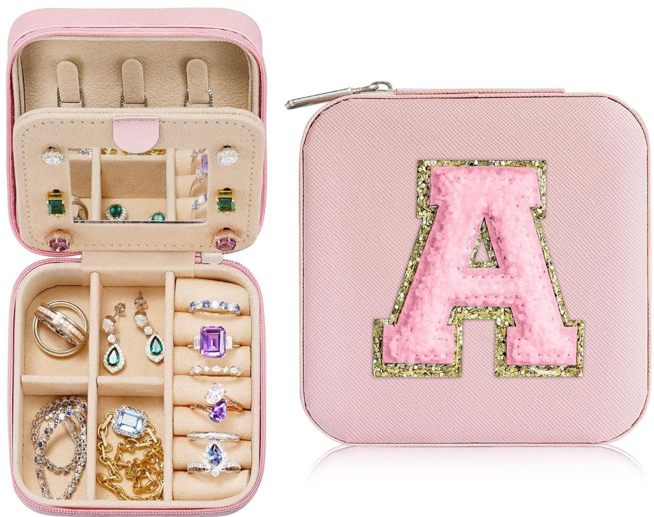 Pink Initial Jewelry Organizer