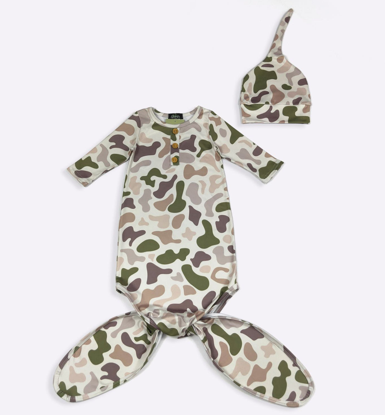 Outdoor Camo Baby Knotted Gown