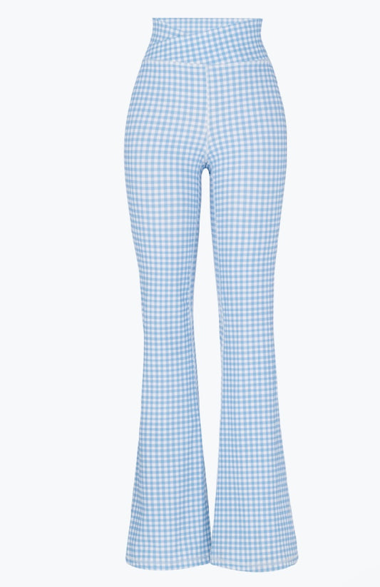 Sky Blue Gingham Harper Active Pants