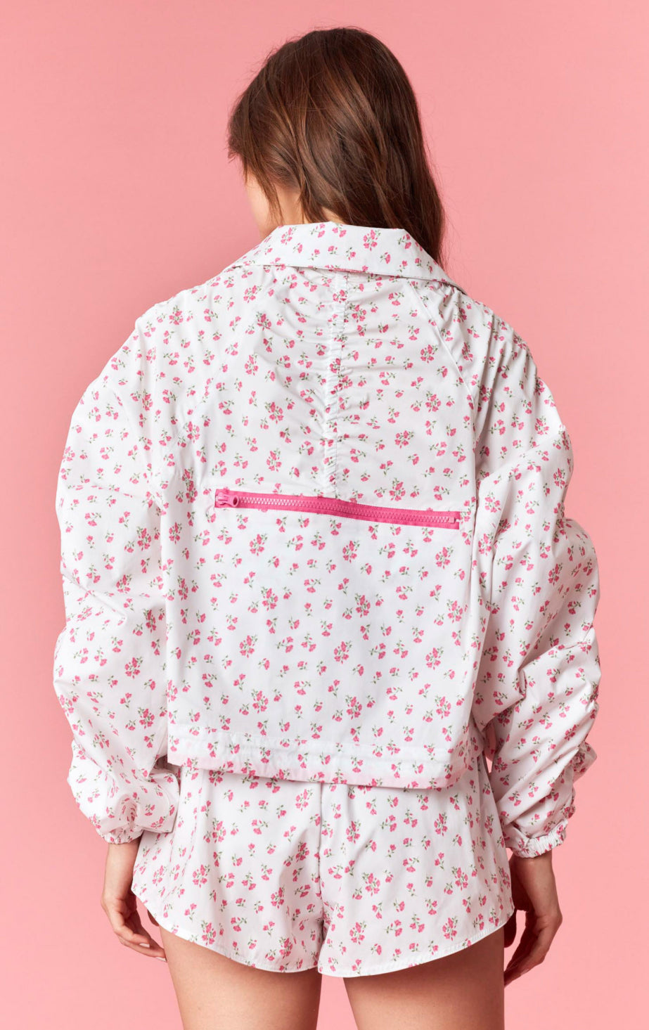 Floral Printed Windbreaker W/ Shirring