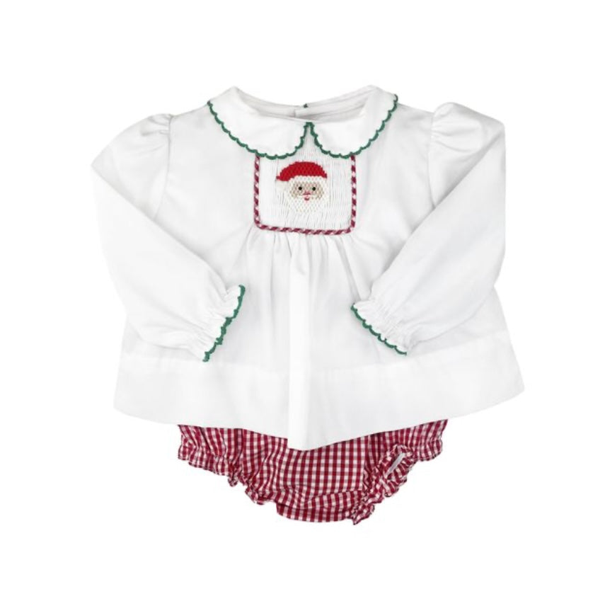 Santa Diaper Set with Hand Picture and Picot Trim ( PETIT AMI )