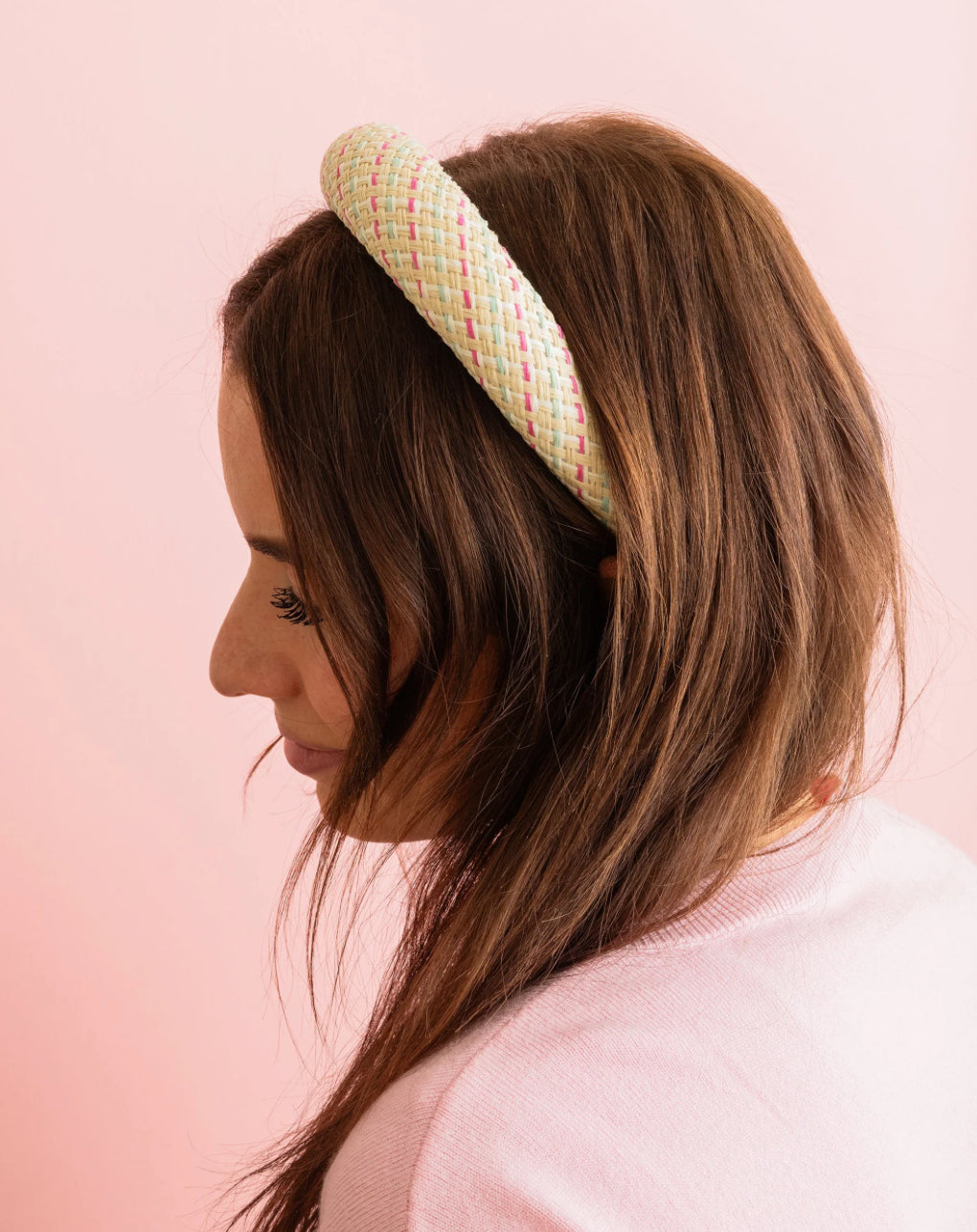 Lilly Pink & Blue Rattan Headband
