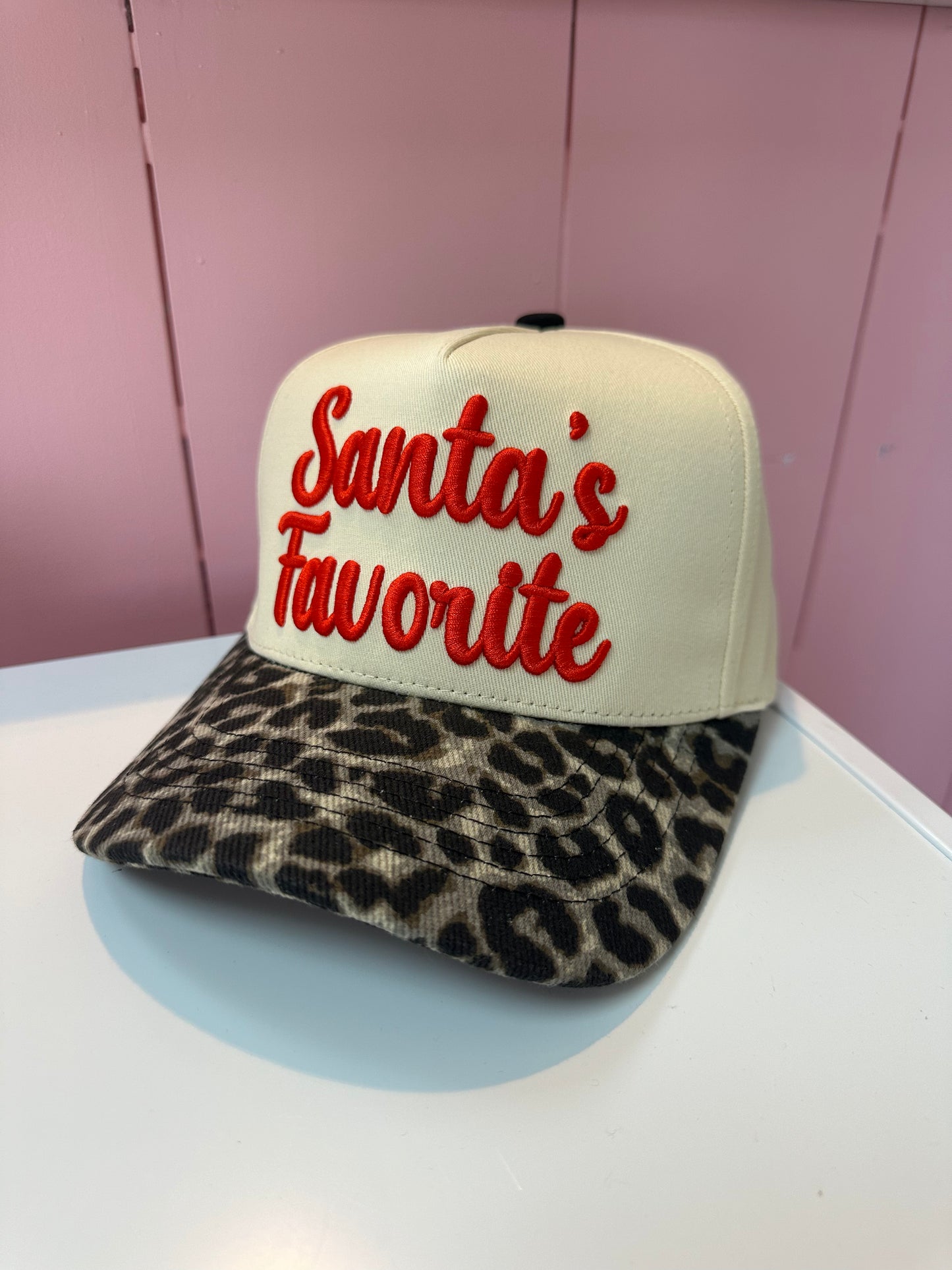 Santa’s Favorite cheetah canvas hat