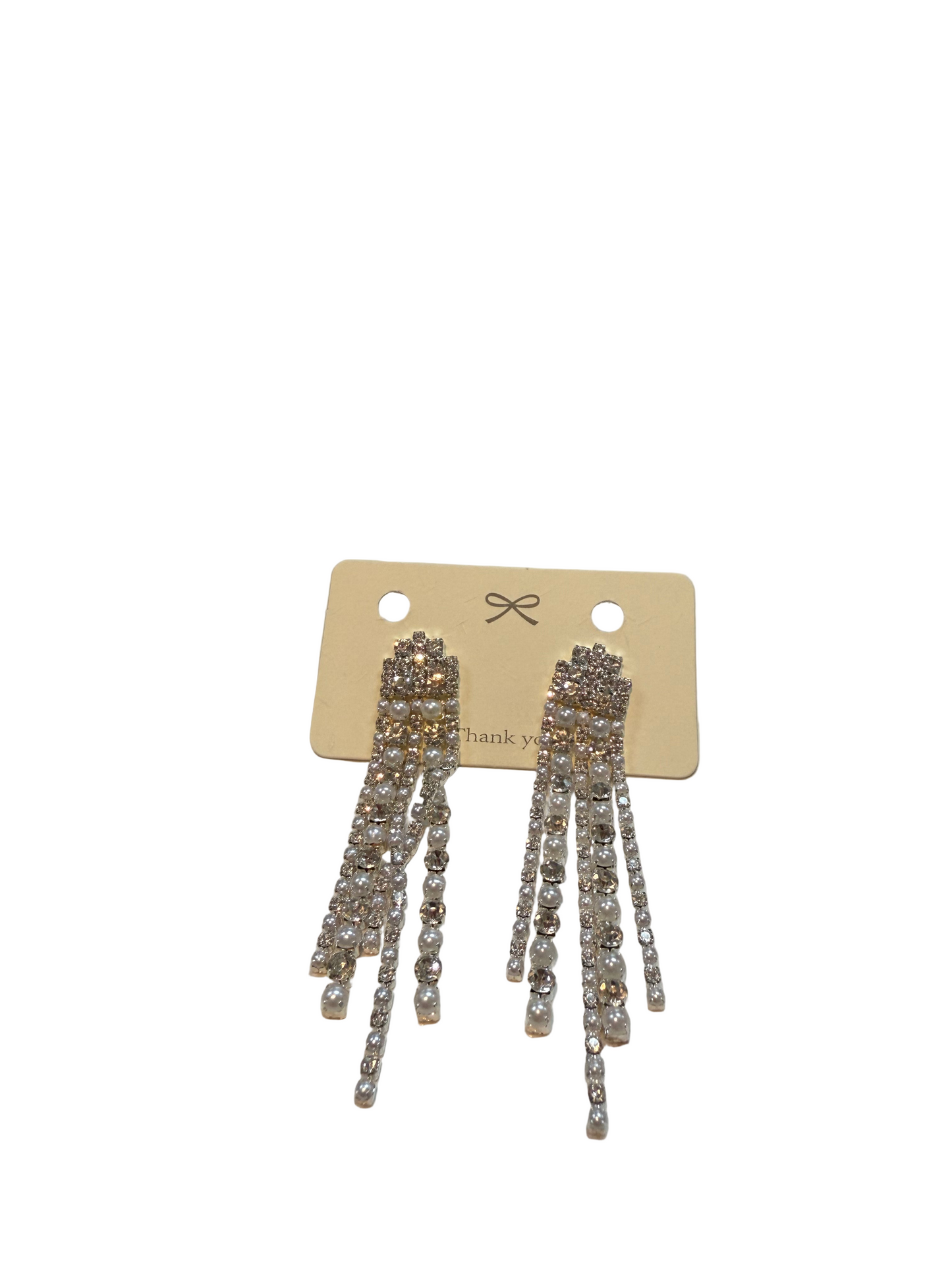 Diamond and Pearl Strip Earrings
