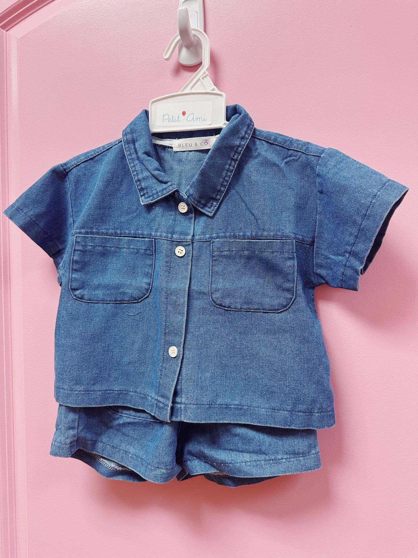 Unisex Denim Button-Up With Shorts