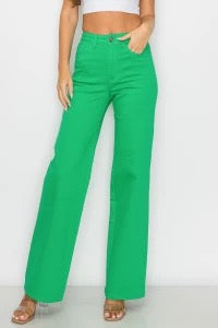 High Waisted Super-Stretch Wide Leg Jeans