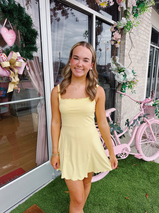 Yellow Scallop Edge Active Dress