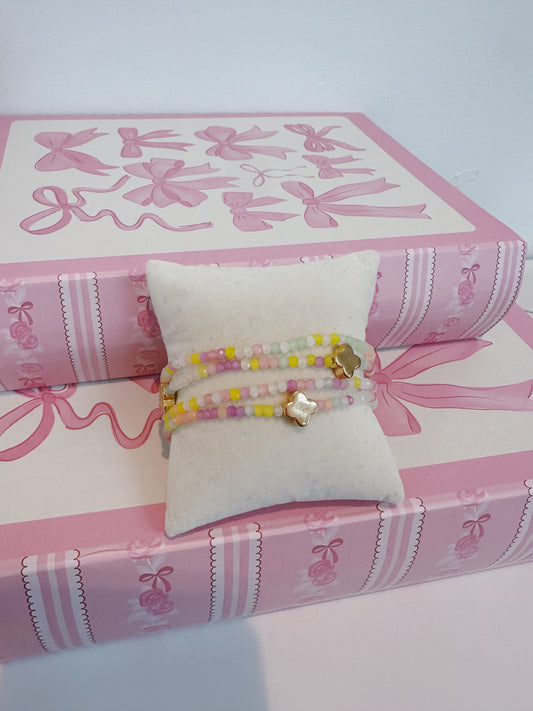 Pastel Beaded Clover Bracelet Stack