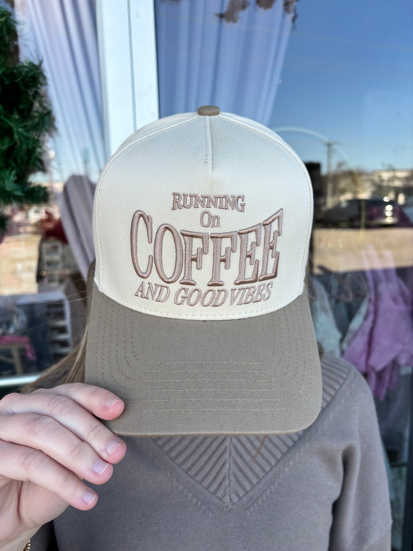 Running On Coffee And Good Vibes Trucker Hat
