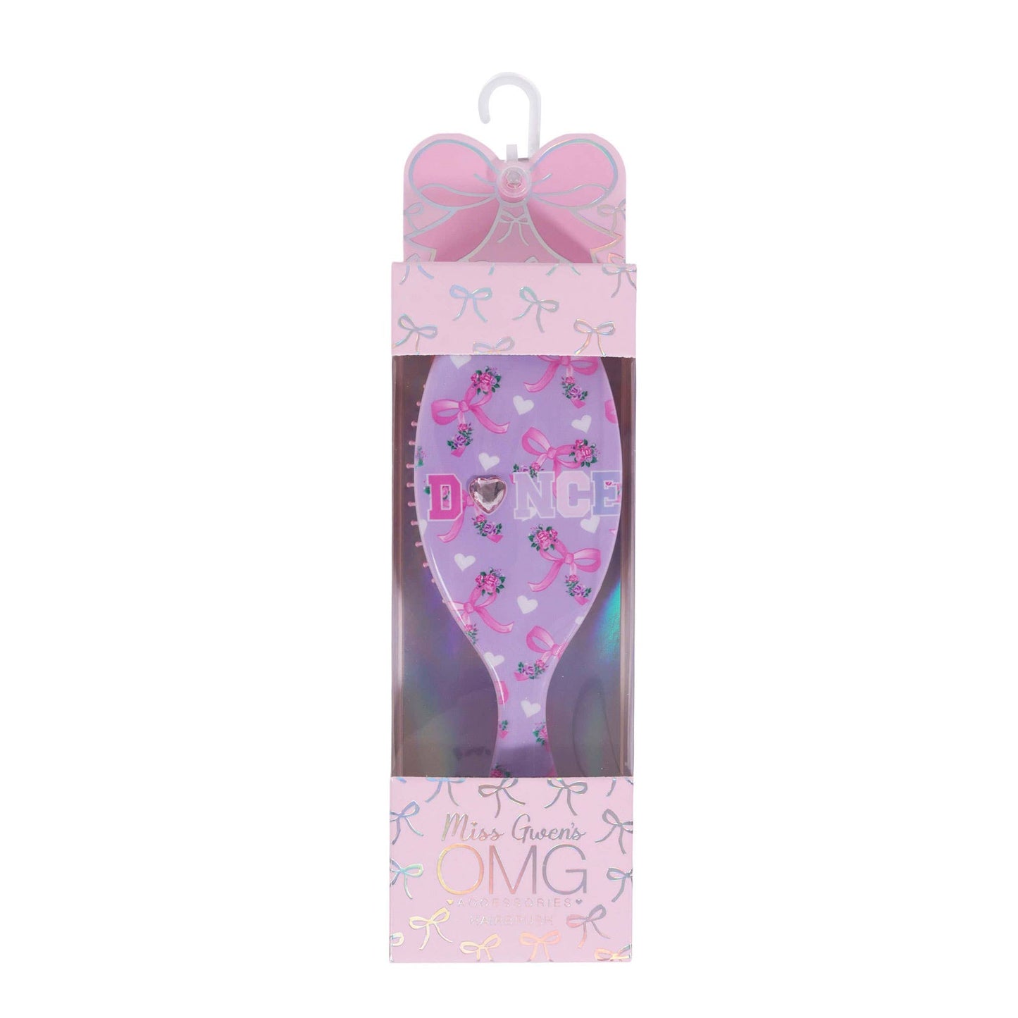 'Dance' Orchid Floral Bow Printed Hairbrush