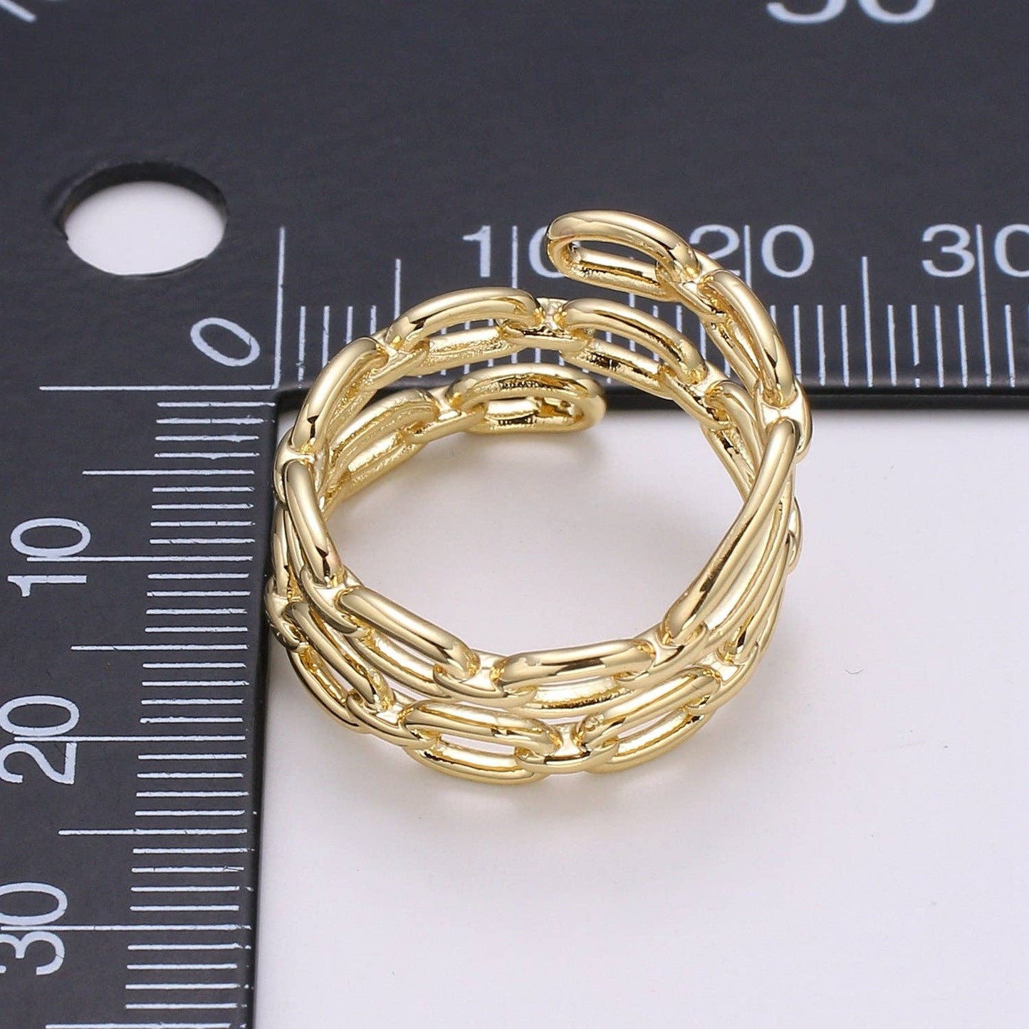 14k Gold Filled Chain Ring, Gold Stacking Ring Chain