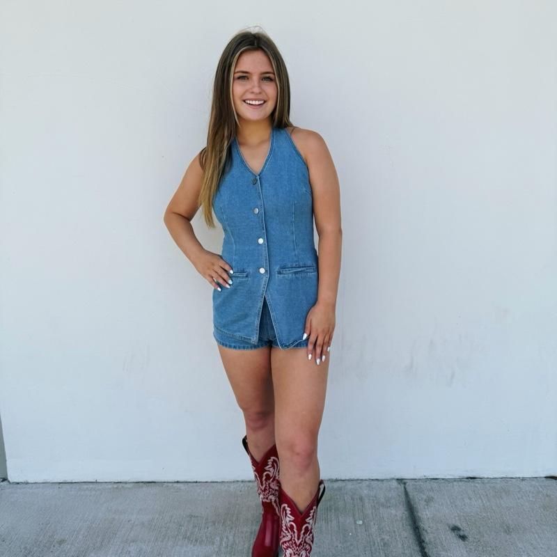 Vest-Style With Micro Shorts Romper