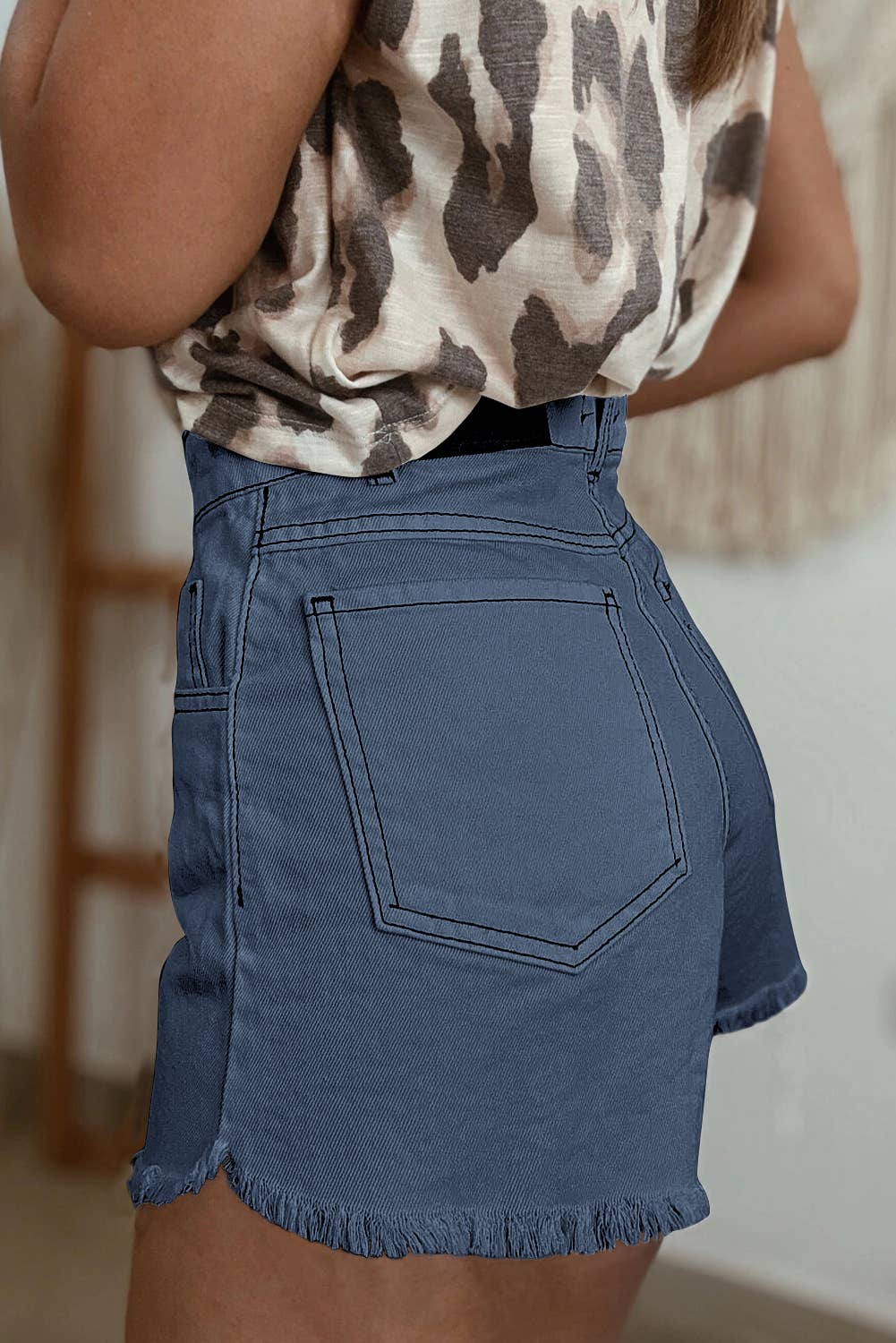 Raw Hem High Waist Denim Shorts