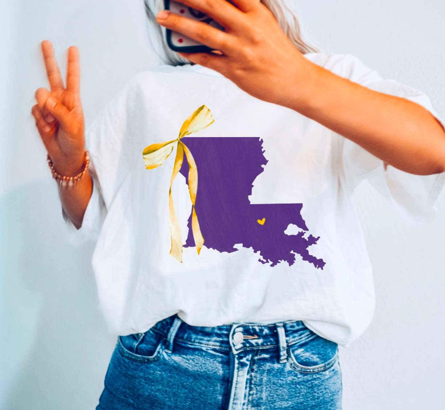 LSU Tigers Coquette Bow State Graphic Tee