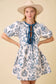 Vintage Horse Toile Print Denim Mini Dress