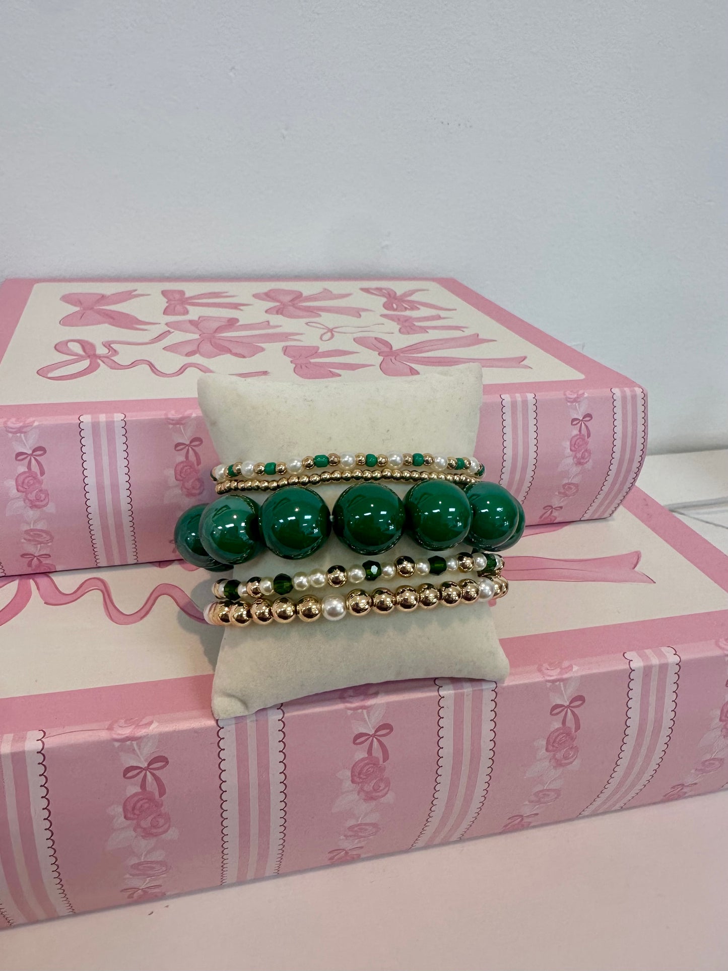 Green Chunky Bubble Bead Stretch Bracelet