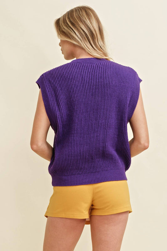 'GAMEDAY" EMBROIDERED SLEEVELESS SWEATER VEST