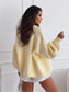 Chunky Knit V-Neck Lantern Sleeve Cardigan