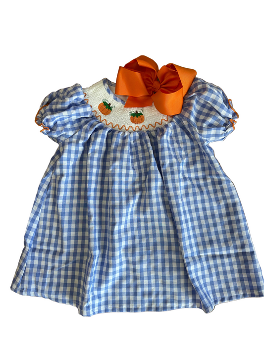 Girls Smocked Pumpkin Dress
