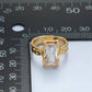 24K Gold Filled Clear CZ Baguette Hammered Wrap Band Ring | U320