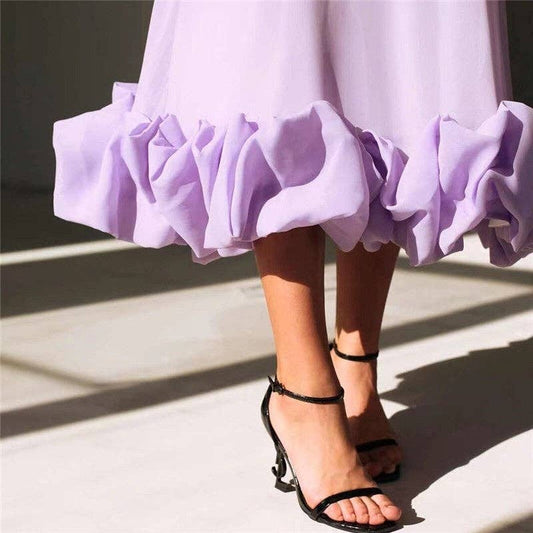 Solid Color Halter A-Line Swing Dress