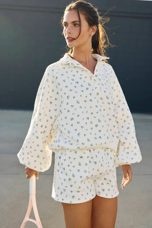 Piper Snap Button Floral Collared Sweater