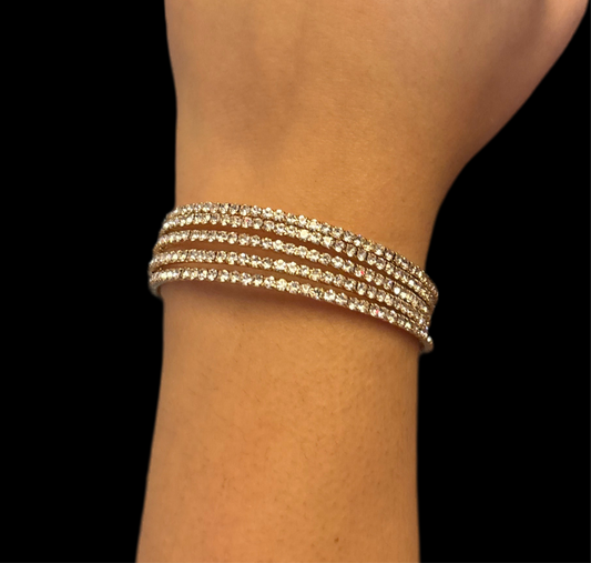 Multi-Row Sparkling Rhinestone Cuff