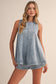 DENIM LONGLINE SLEEVELESS TOP AND SHORTS SET