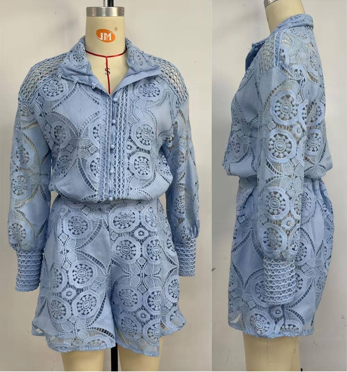 Cut out top lace shorts sets