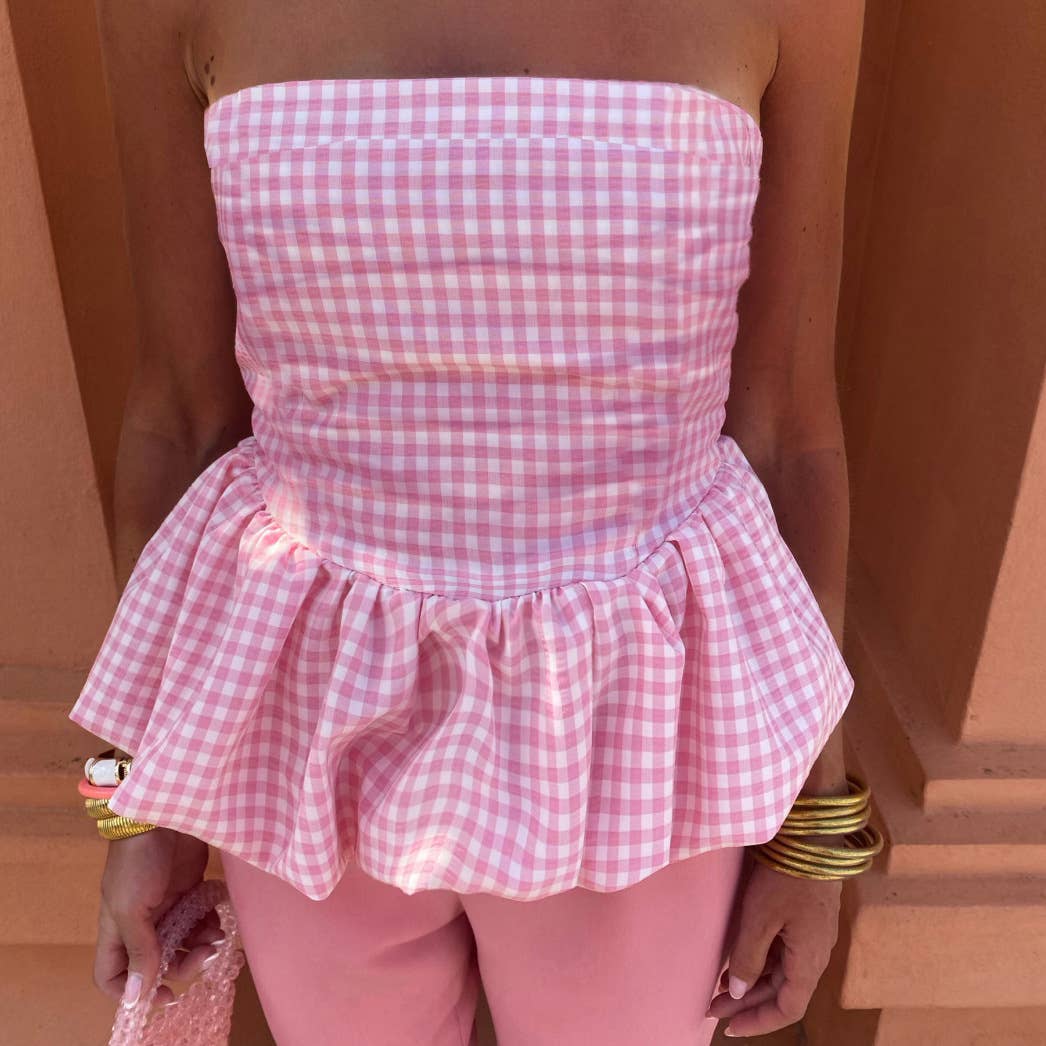 Gingham Bubble tube top